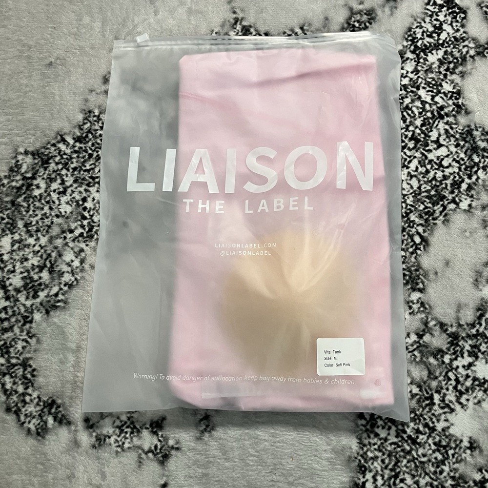 Liaison‎ The Label Pink Sports Bra Womens Size Medium Longline Crop Tank Stretch